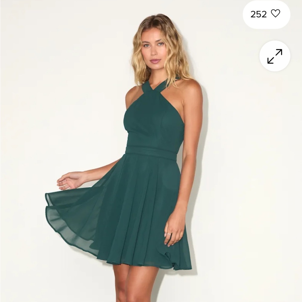Lulu's Teal Halter Mini Dress